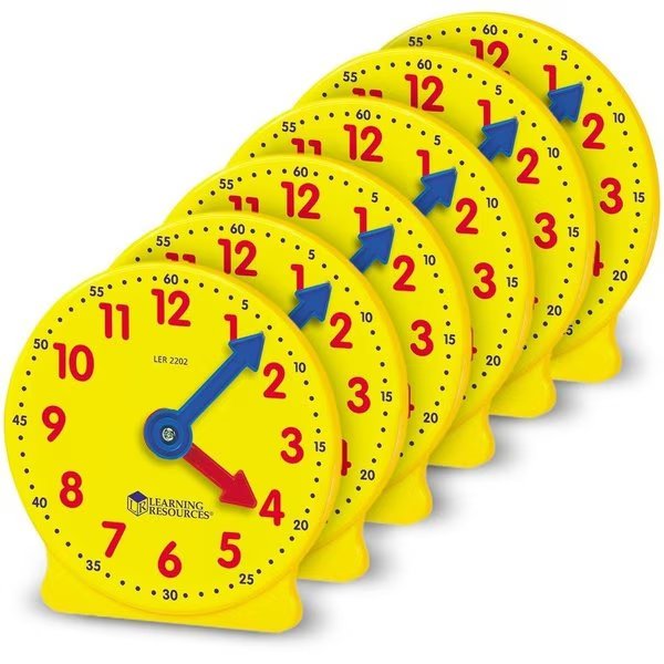 Classroom Learning Clock Kit, GR PreK-4, 25 Pcs, Multi PK, Learning Resources, Mfr#: LRNLER2202